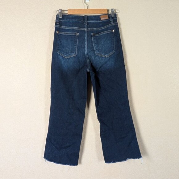 Judy Blue Cropped Wide Leg Jeans Dark Wash 5/27 Raw Hem Boho Casual - Picture 3 of 8